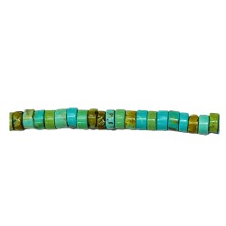 Turquoise Button, Tyre, Flat 4 mm Beads.