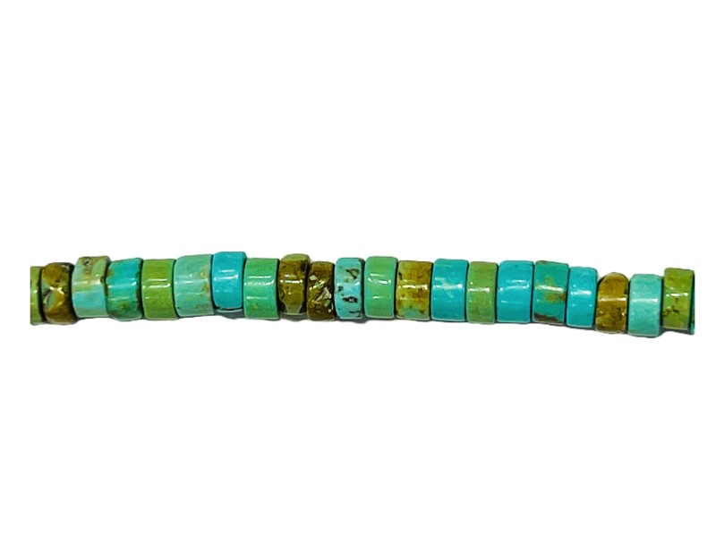 Turquoise Button, Tyre, Flat 4 mm Beads.