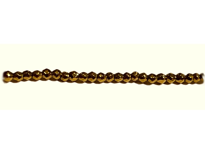 HEMATITE GOLD COLOUR FACETED ROUND 2mm BEADS