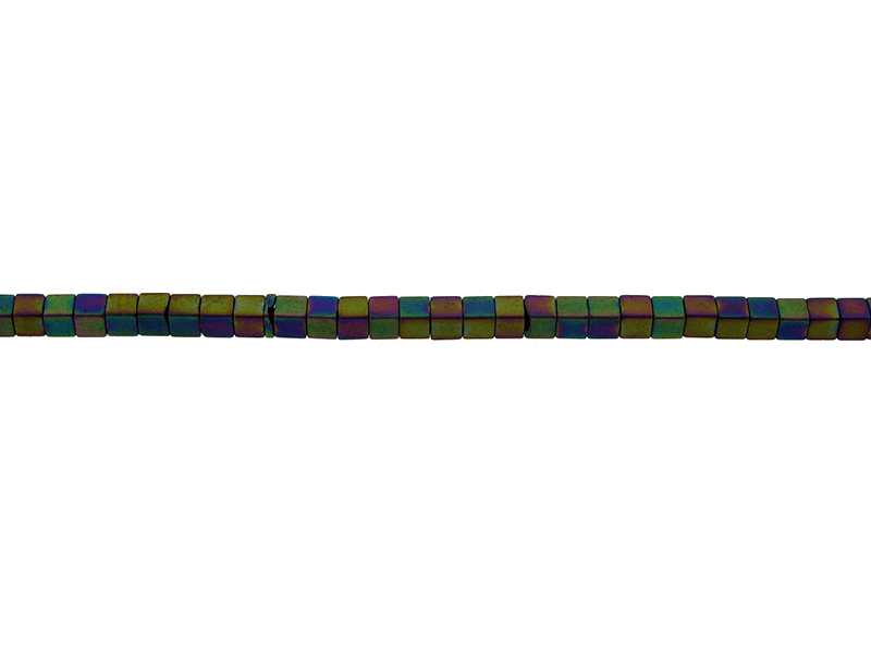 Hematite Rainbow Colour Square Matt Beads 2mm