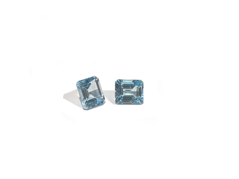 Blue Topaz Cut Stone, Octagon, Mid-blue, 10 x 12 mm