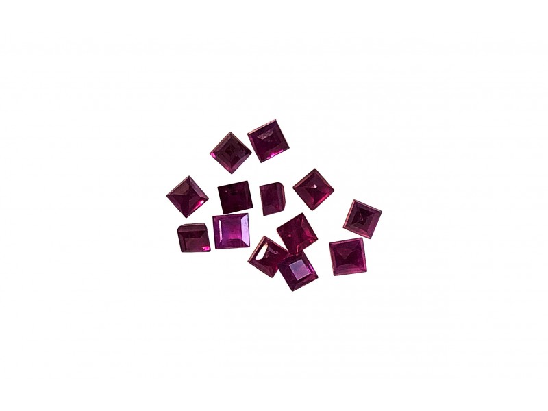 Ruby Cut Stone, Square, 2 mm