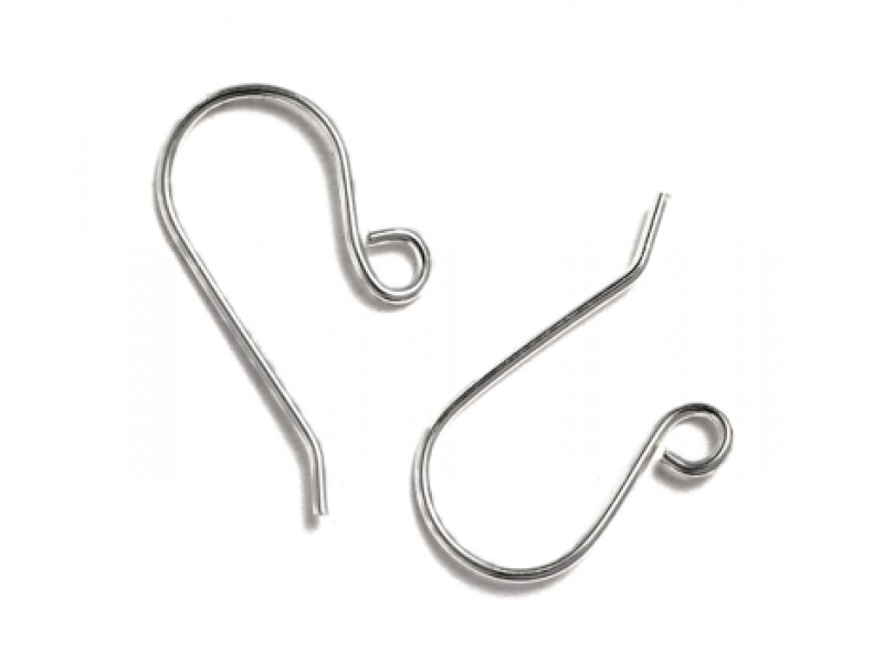 Sterling Silver 925 Plain Ear Shepherd Hook Wires  - 19mm