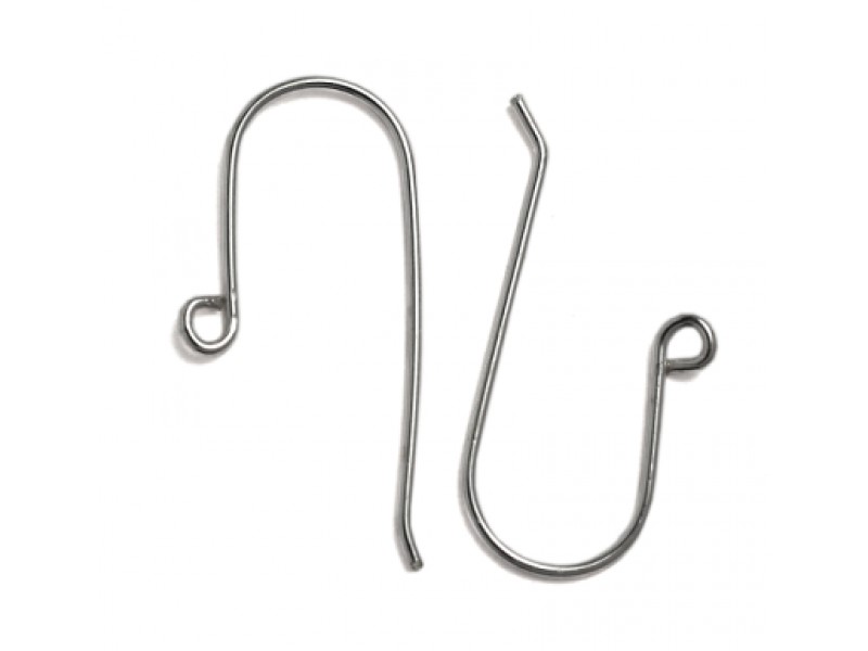 Sterling Silver 925 Plain Shepherd Hook Ear Wires - 24.5mm