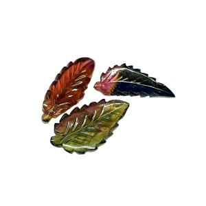 carved leaf shape tourmaline mix