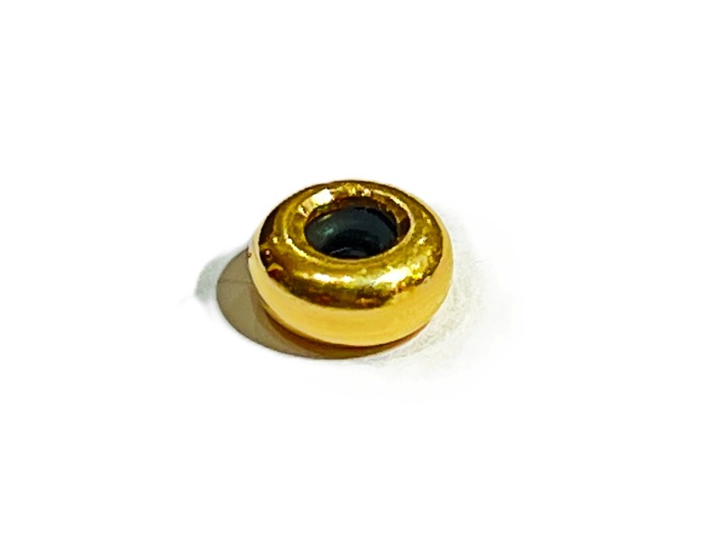 S925 GOLD PLATED SLIDER RONDELL 6.75mm W/SILICON