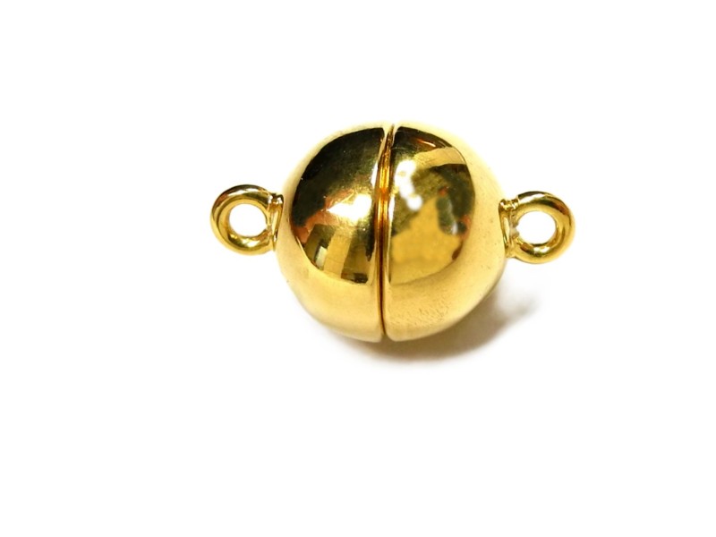 Gold Plated Sterling Silver Magnetic Clasp 8mm Round 