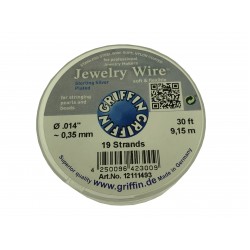 JEWELLERY WIRE 19 STRAND *SILVER PLATED* 0.014" X 30 FT (0.35MM)