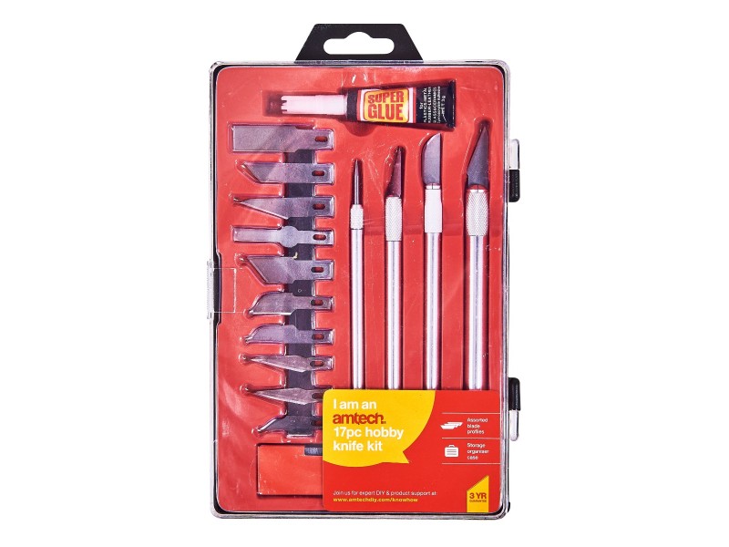 17pc HOBBY KNIFE KIT (incl SUPER GLUE)    S0495