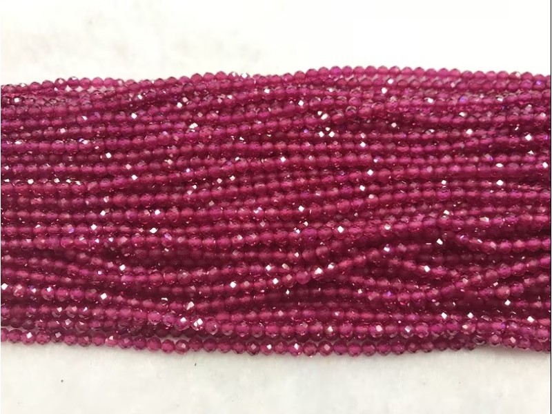 red corundum faceted 2mm beads