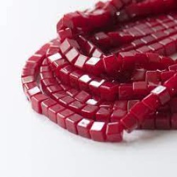 Jade Red Square Dyed Beads 2mm