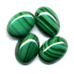 Malachite Cabs, Oval, 9 x 11 mm