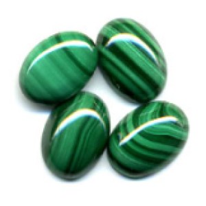 Malachite Cabs, Oval, 6 x 8 mm