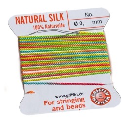 SILK BEAD CORD SIZE 01 (0.35MM) ELECTRIC RAINBOW 2 MTRS H/MADE 