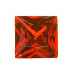 CUBIC ZIRCONIA SQUARE CUT RED 8MM