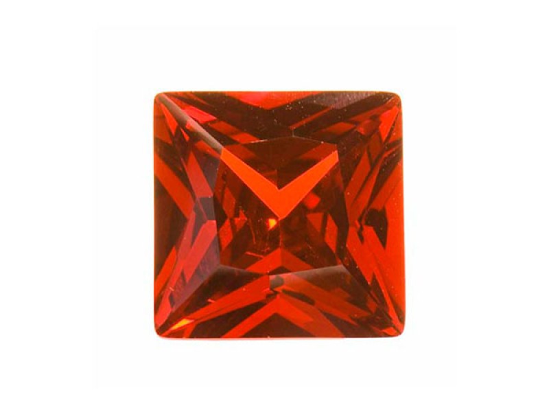 CUBIC ZIRCONIA SQUARE CUT RED 8MM